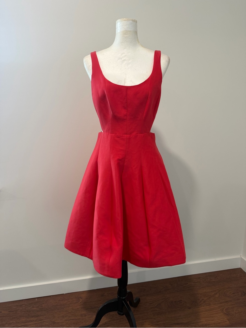 Halston Heritage Red Sleeveless Fit-and-Flare Mini Dress